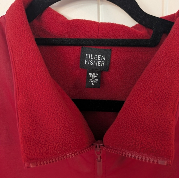 Eileen Fisher Red Long Jacket With Fleece Lining - Like New Condition - Picture 2 of 7